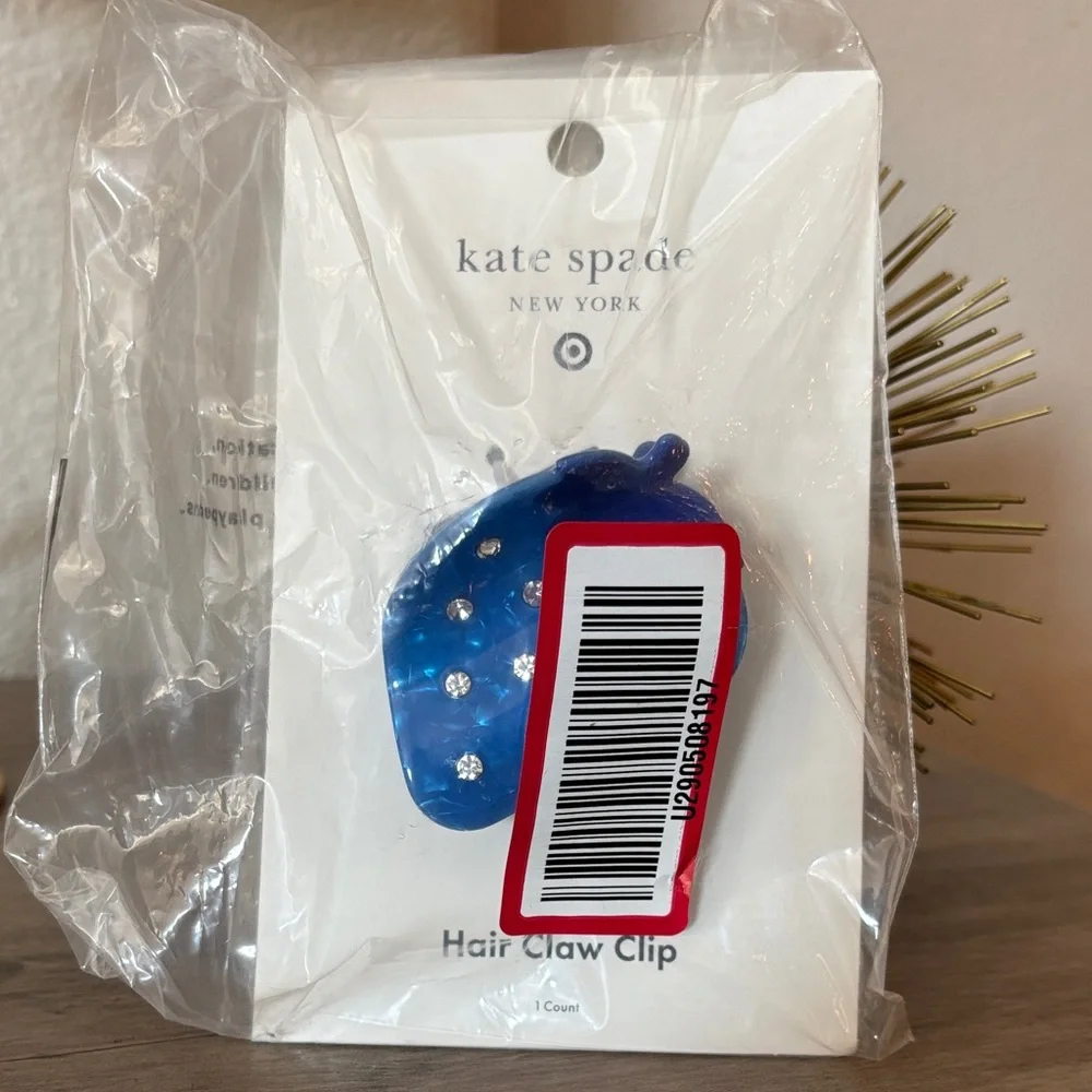 Kate Spade Blue Strawberry-Shaped Hair Clip NWT